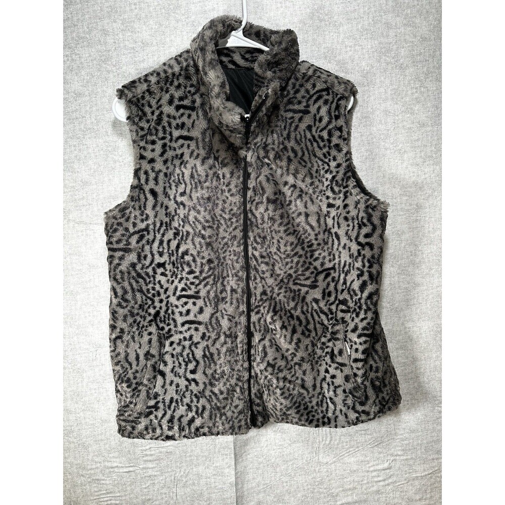 Anthony Richards Reversible Animal Print Vest Women’s Size L Black Full Zip